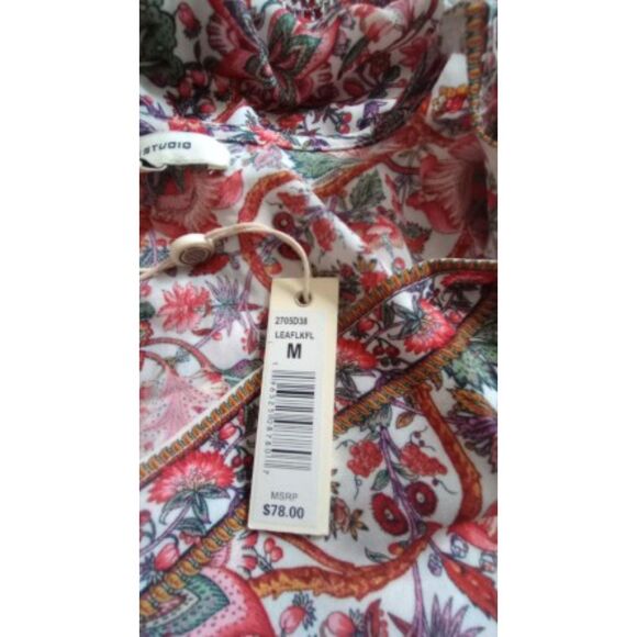 Max Studio Womens Size Medium Floral Boho Blouse - NWT - Picture 6 of 8